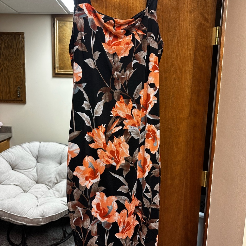 Charlotte Russe One Shoulder Black and Orange Floral Dress